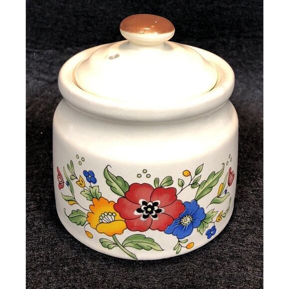 Mid Century Modern Provincial by Home Concepts Stoneware Condiment Jar With Lid - Picture 1 of 8